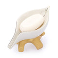 SUMTree Ceramic Leaf Soap Holder – Self Draining Soap Dish in White