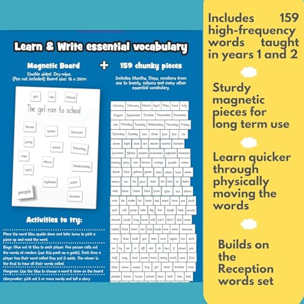 Fiesta Crafts Magnetic Words Years 1 & 2 | 160 Piece Literacy Set