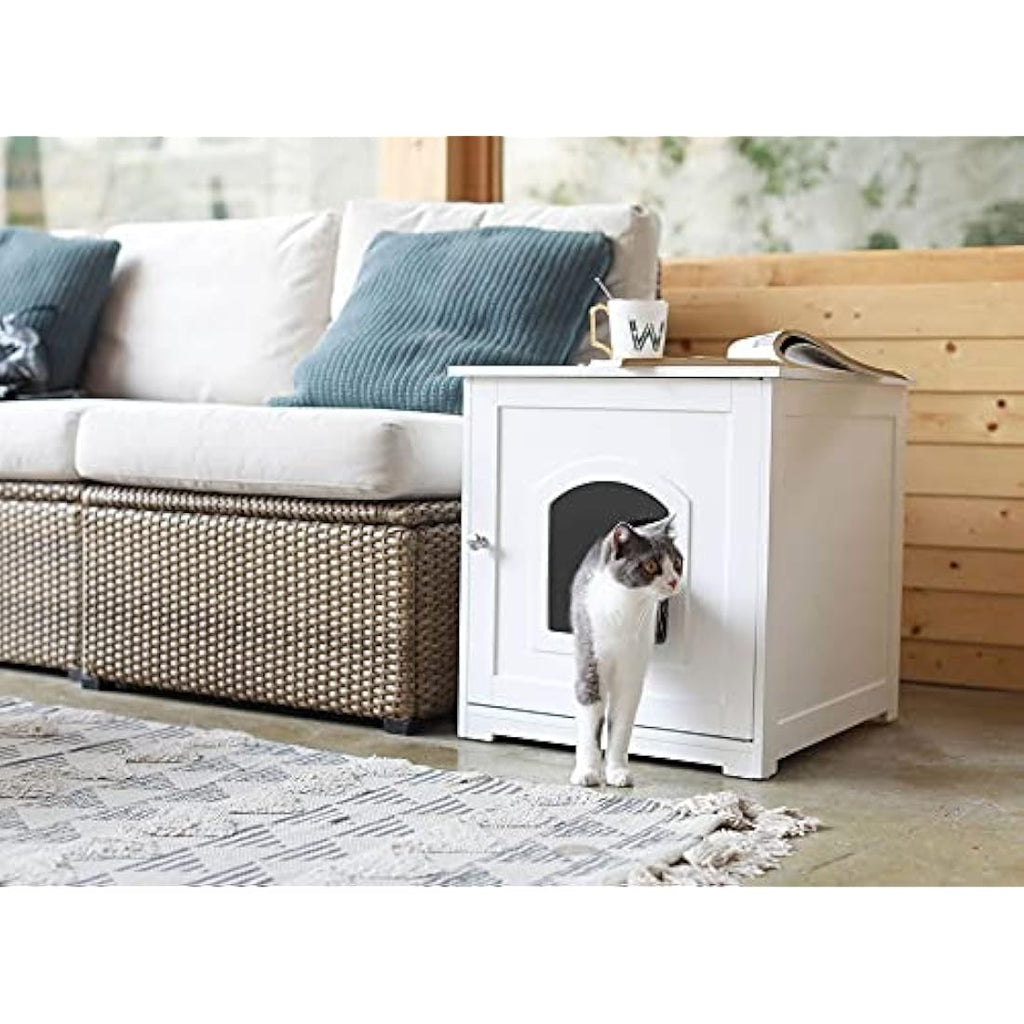 Zoovilla Kitty Litter Loo – Hidden Litter Box Furniture Enclosure, White
