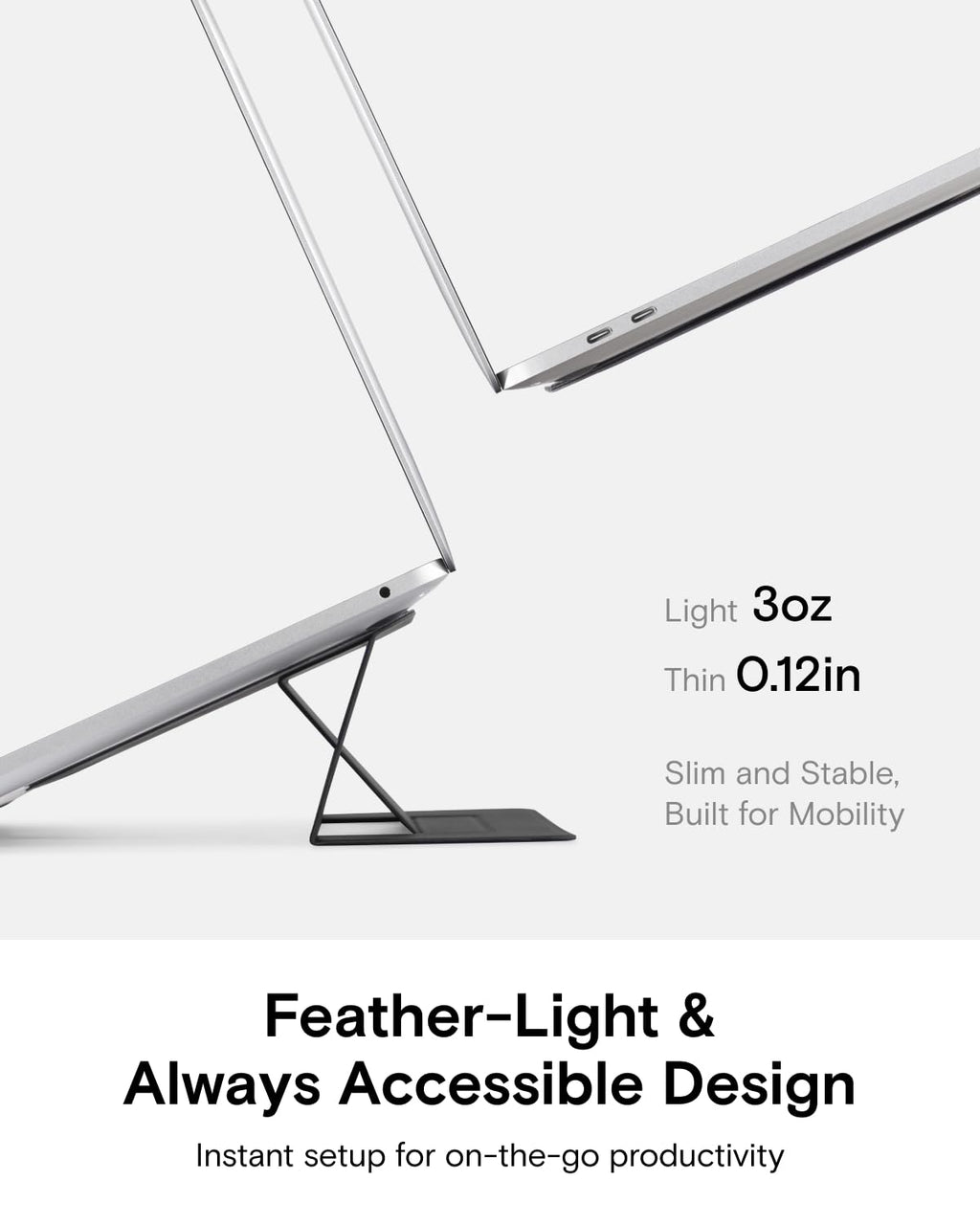 MOFT Laptop Stand for Desk, Adhesive Laptop Stand with 2 Adjustable Viewing Angles, Foldable and Portable Computer Stand Compatible with MacBook Air - image 2
