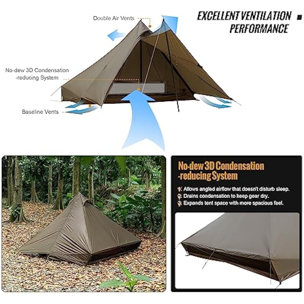 OneTigris TETRA Ultralight Teepee Tent | 2-Person Waterproof Shelter