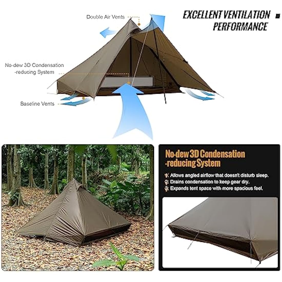 OneTigris TETRA Ultralight Teepee Tent | 2-Person Waterproof Shelter