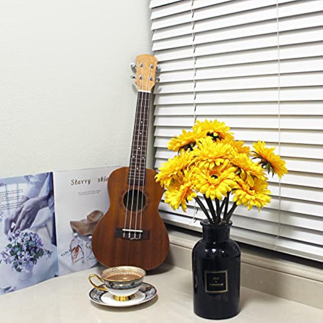12PCS Artificial Gerbera Silk Flower Bouquet for Home Decor – Yellow