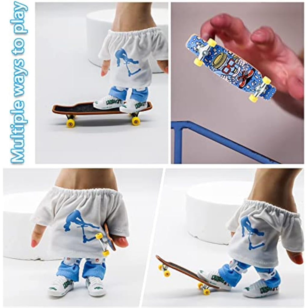 Morofme Finger Skateboard Set – Mini Fingerboard with Shoes and Pants