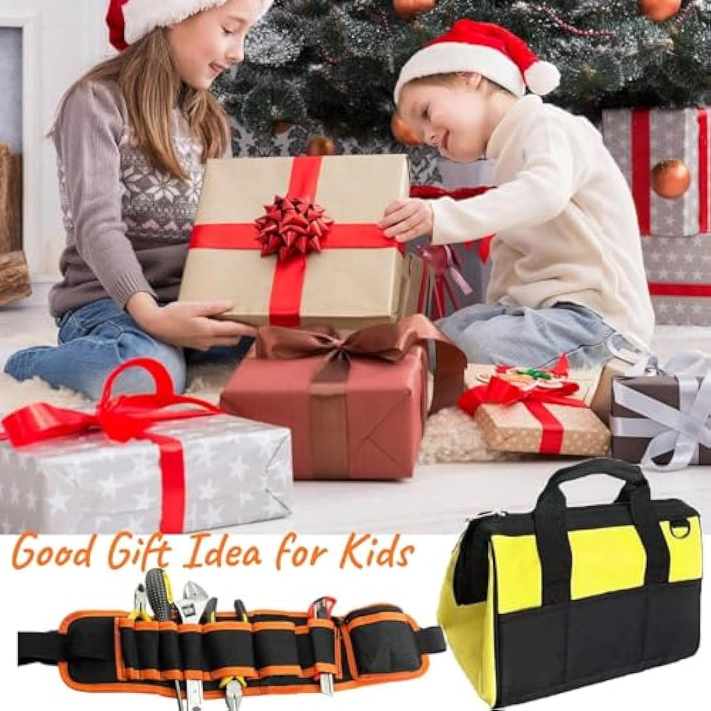 QeeHeng Kids Real Tool Set – 12-Piece DIY Woodworking Kit with Tool Belt