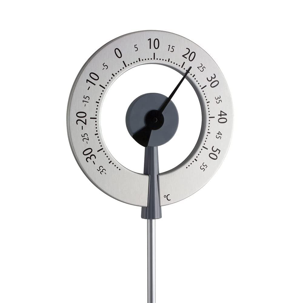 TFA Lollipop Outdoor Garden Thermometer | Aluminum Dial with Ground Spike
