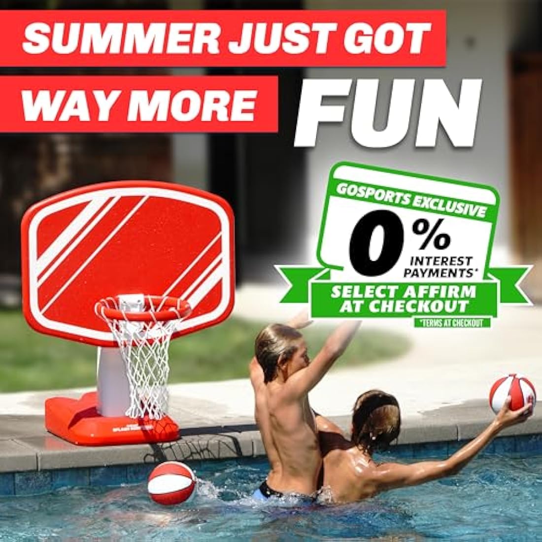 GoSports Splash Hoop Poolside Basketball Game with 2 Balls and Pump