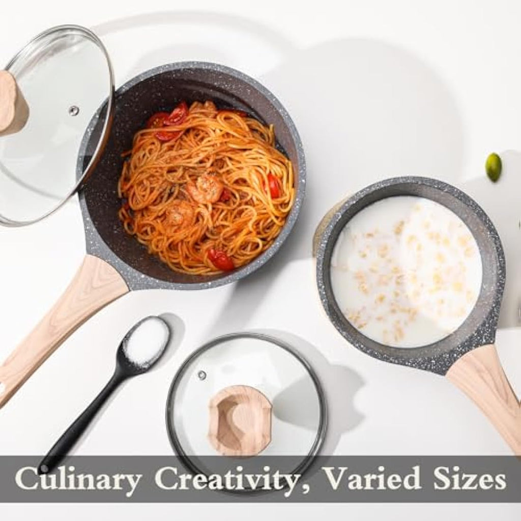 Kordisen 2.4L Non-Stick Sauce Pan with Lid | Granite Induction Pot