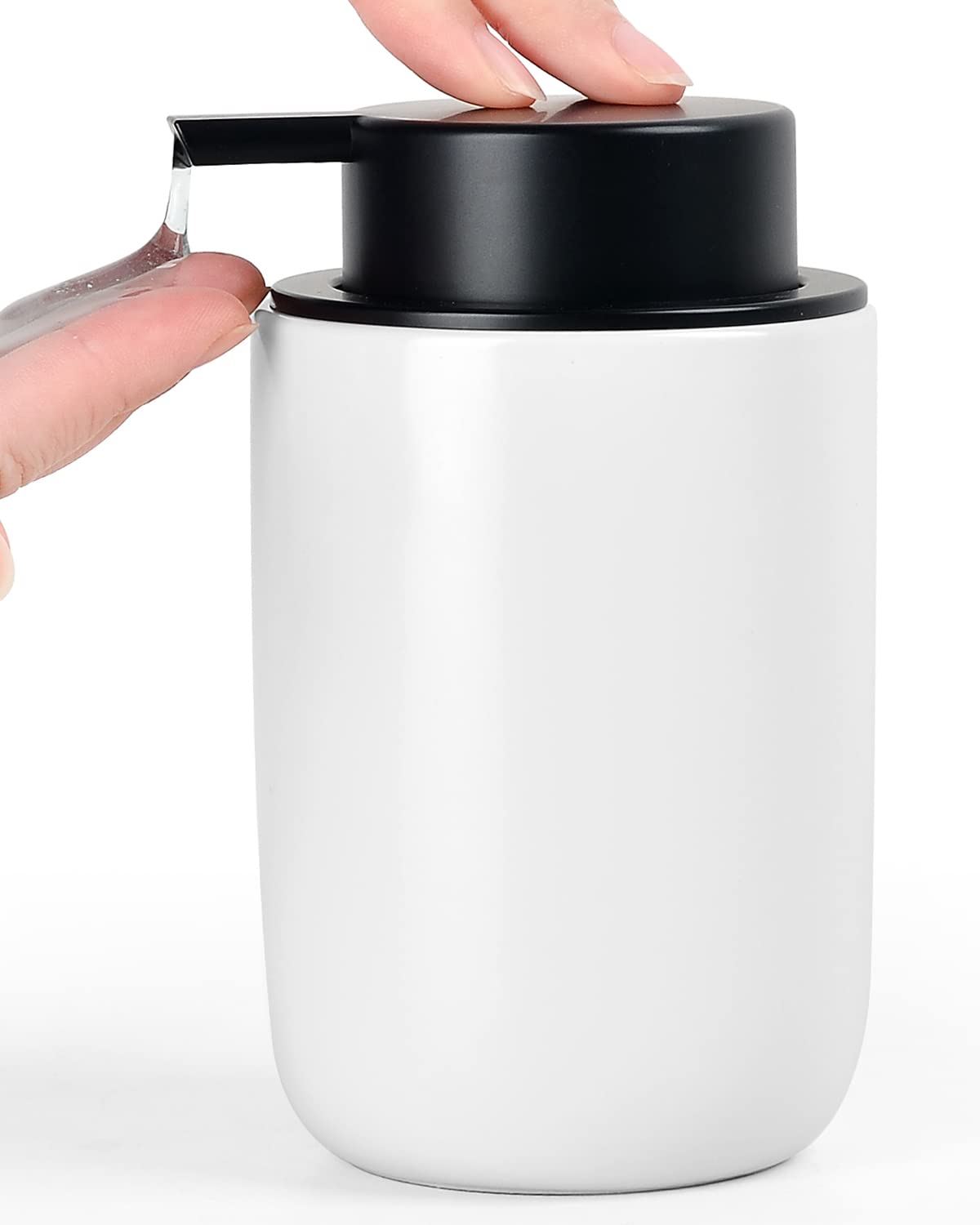 BosilunLife Ceramic Soap Dispenser – 12oz Matte Porcelain Liquid Pump