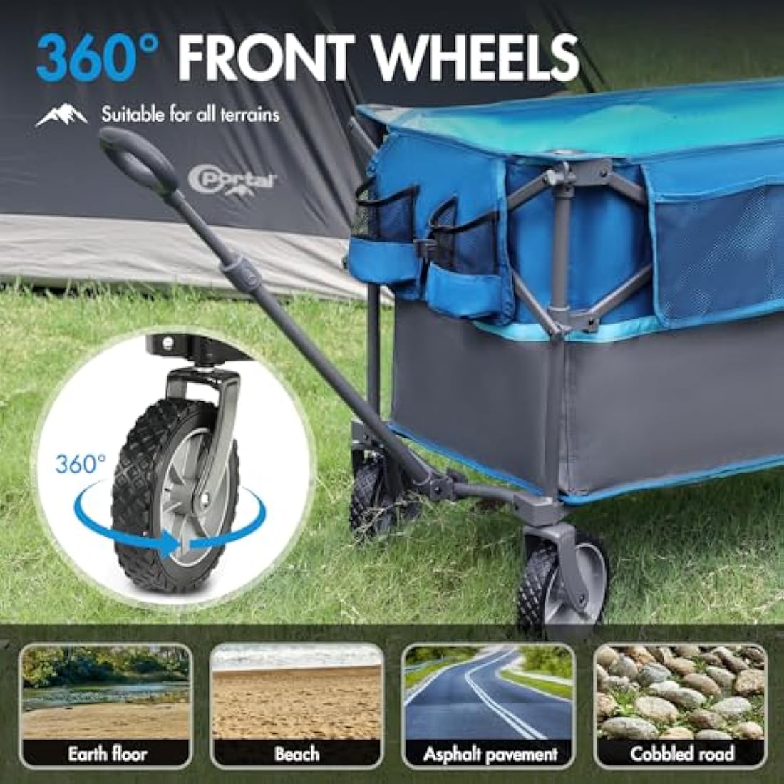 Portal XL Folding Festival Trolley | 228L Heavy Duty Beach Wagon Cart