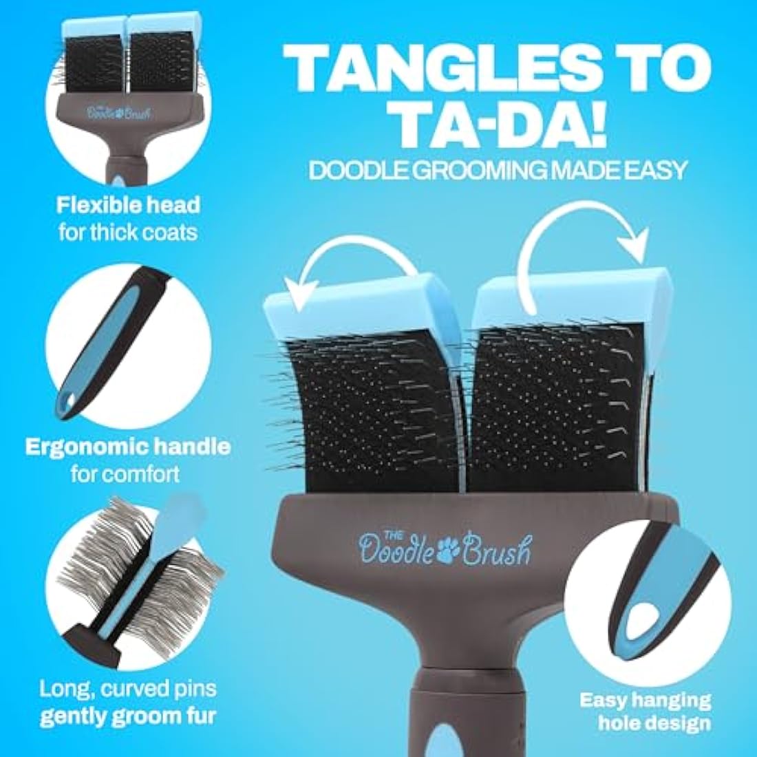 The Doodle Brush – Flexible Double Head Slicker Brush for Poodle Mixes