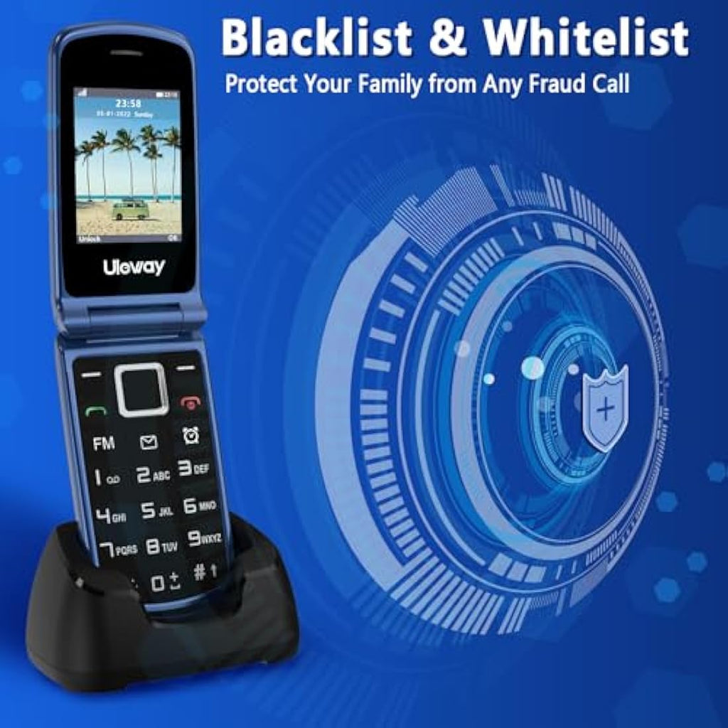 Uleway 4G Senior Flip Phone – Big Button Mobile with SOS & Charging Dock