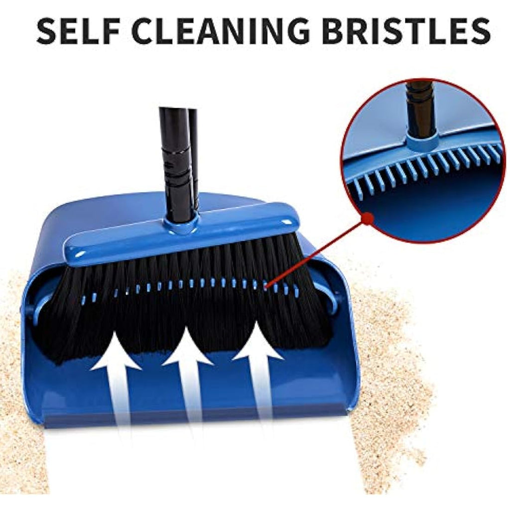 Long Handled Broom and Dustpan Set – 54" Upright Blue