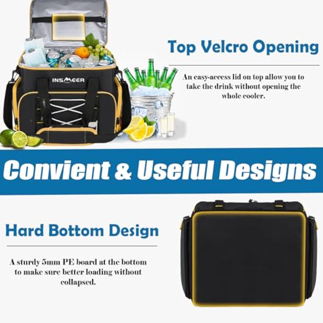 INSMEER 45L Large Insulated Cooler Bag – 55 Can Leak-Proof Foldable Bag