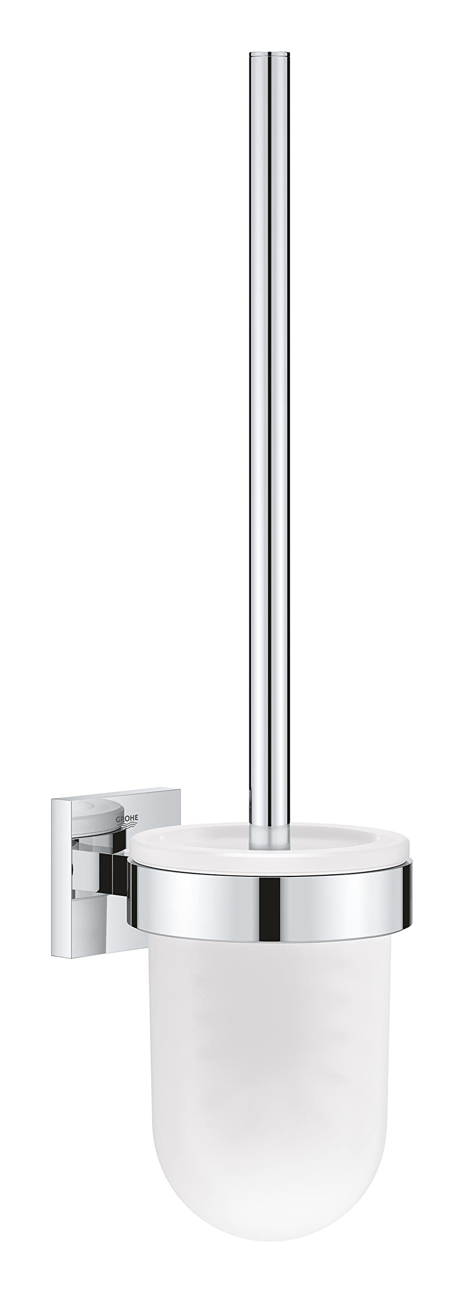 GROHE Start Cube Toilet Brush Set | Wall Mounted Glass & Metal Chrome