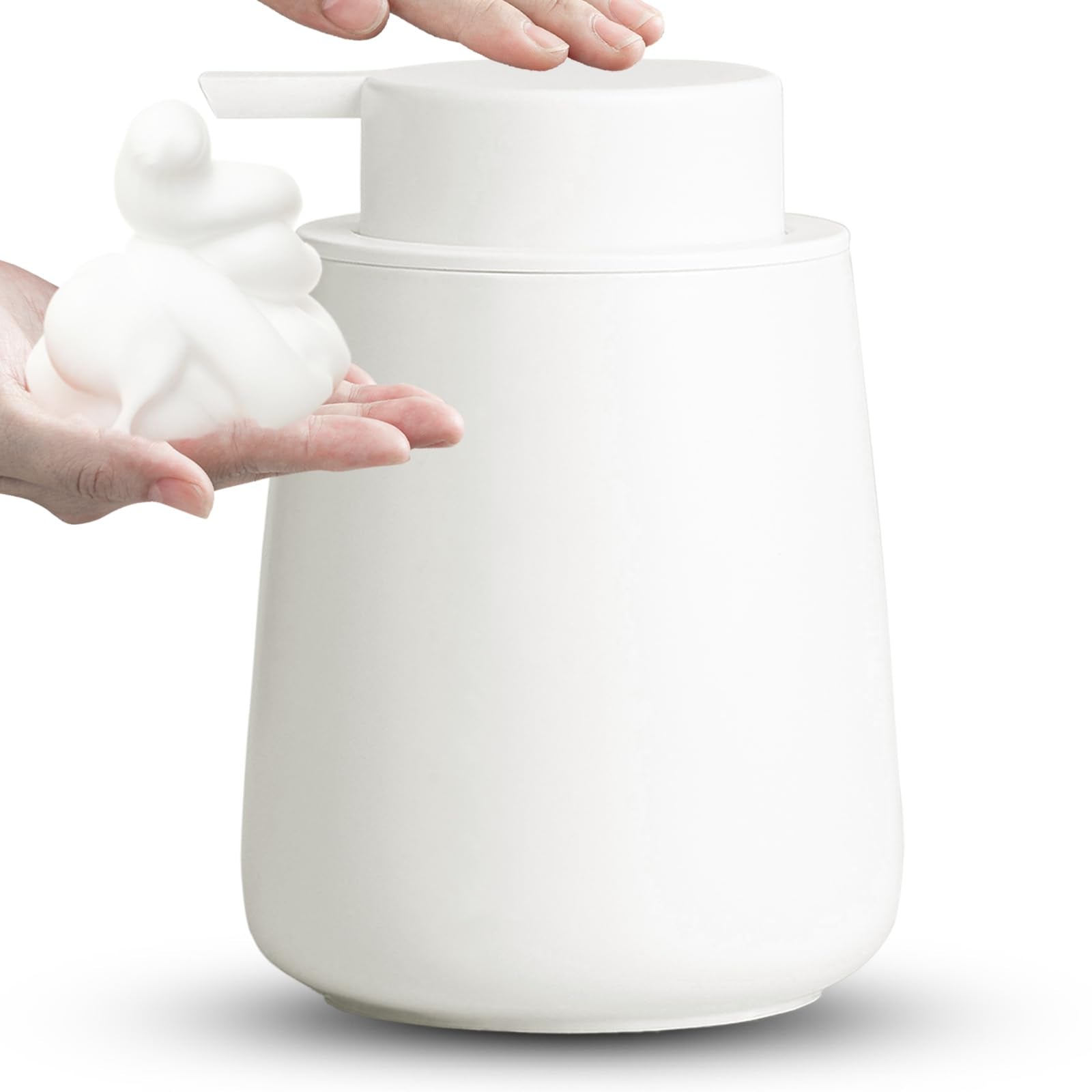 AZMOYAC 12 Oz Ceramic Foaming Soap Dispenser – Matte White Refillable Bottle