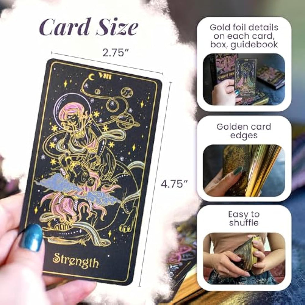 Calmoura Tridevia Tarot Cards with Guide Book - 78 Gilded Rider Waite Deck