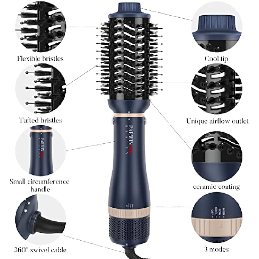4-in-1 Hair Dryer Brush Set | Ionic Hot Air Styler - Blue
