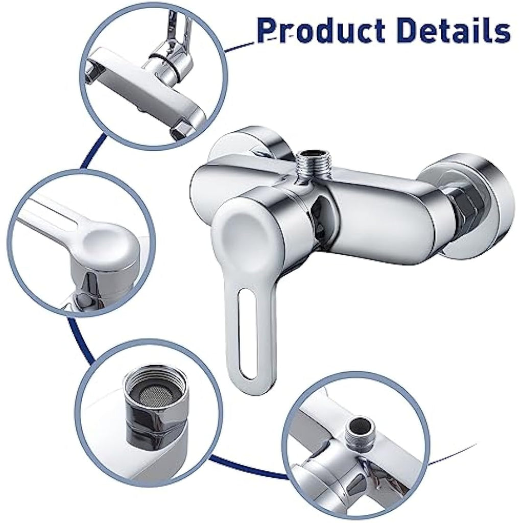 Chrome Shower Mixer Tap | Wall Mounted Brass Valve