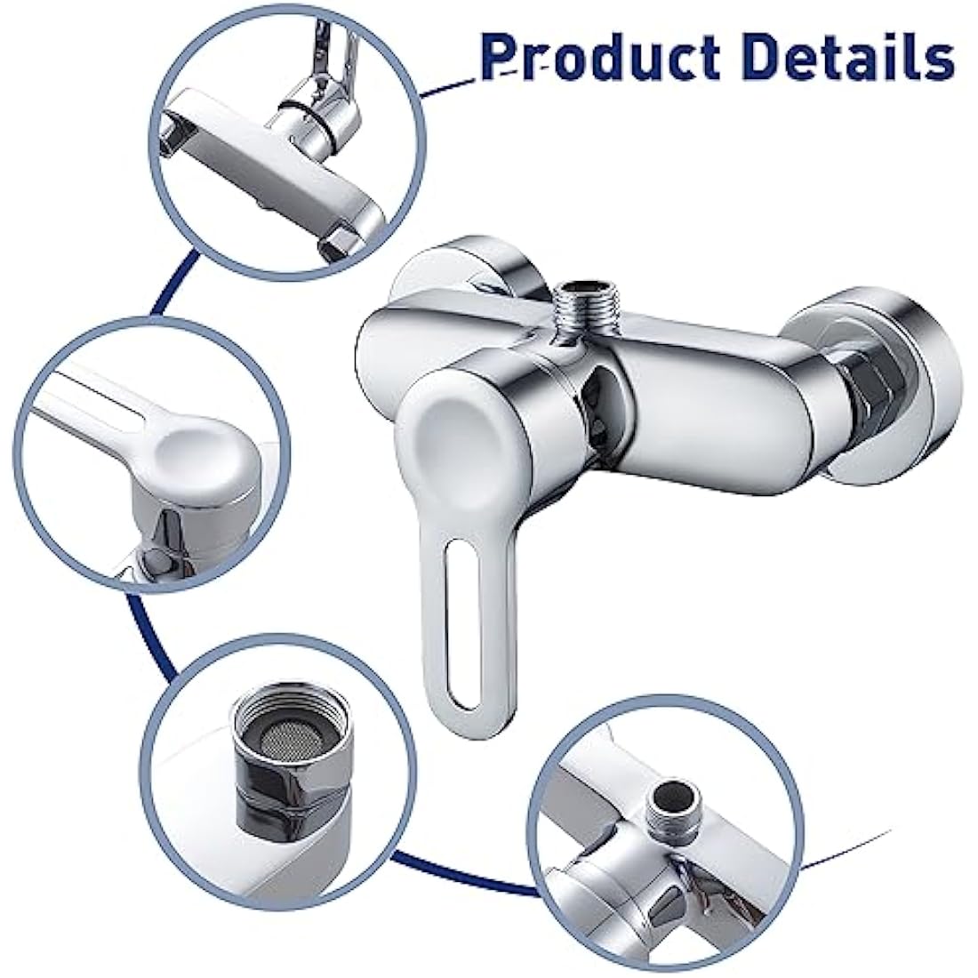 Chrome Shower Mixer Tap | Wall Mounted Brass Valve
