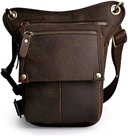 Leather Drop Leg Bag – Motorcycle Thigh Waist Pack, Deep Brown