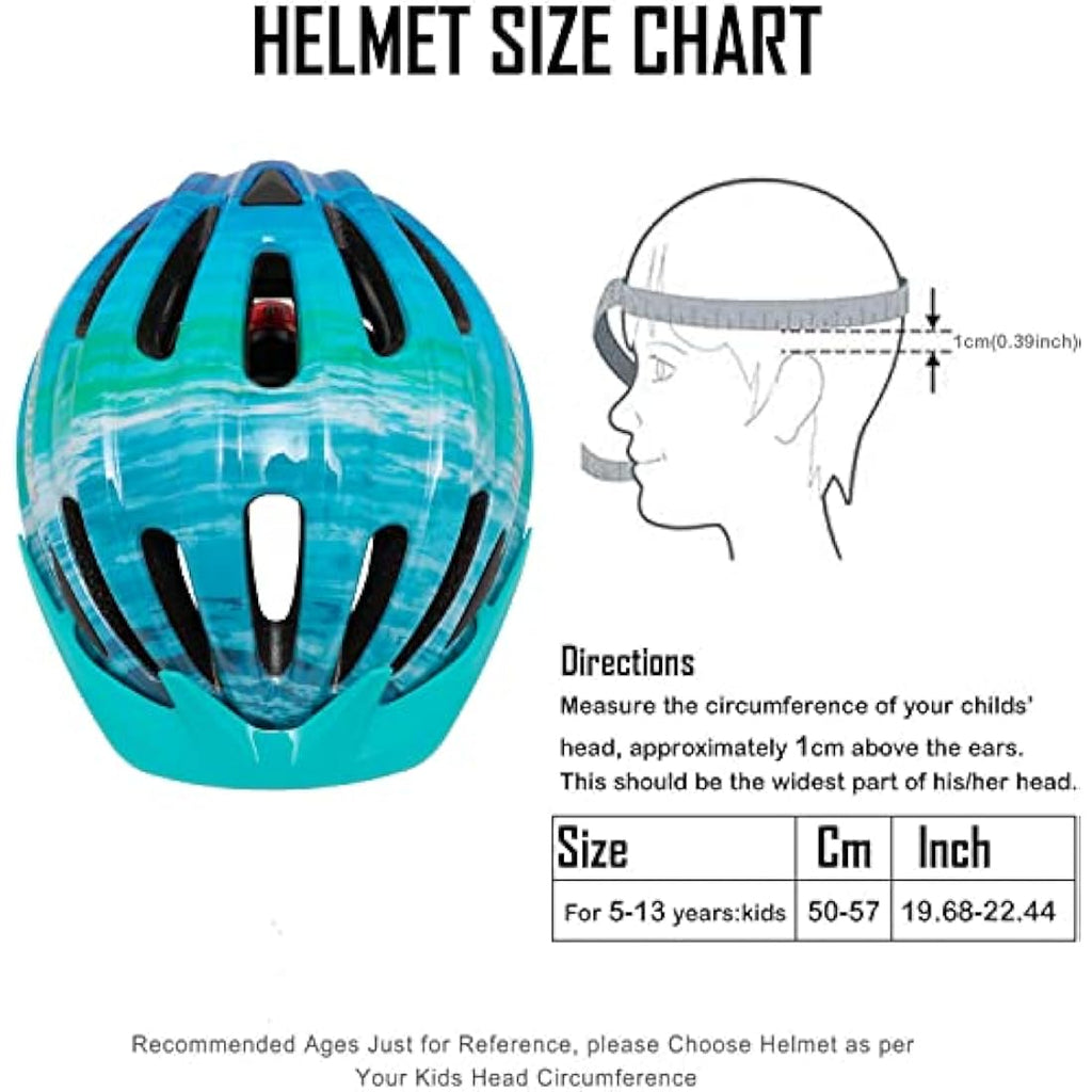 Exclusky Kids Bike Helmet with LED Light | Adjustable Size 50-57cm