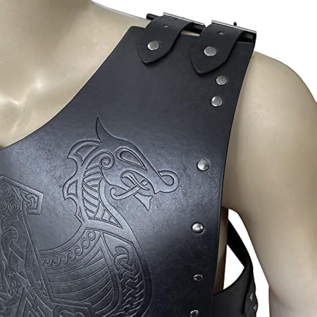 HiiFeuer Viking Chest Armor | Faux Leather Medieval LARP Cosplay - Black
