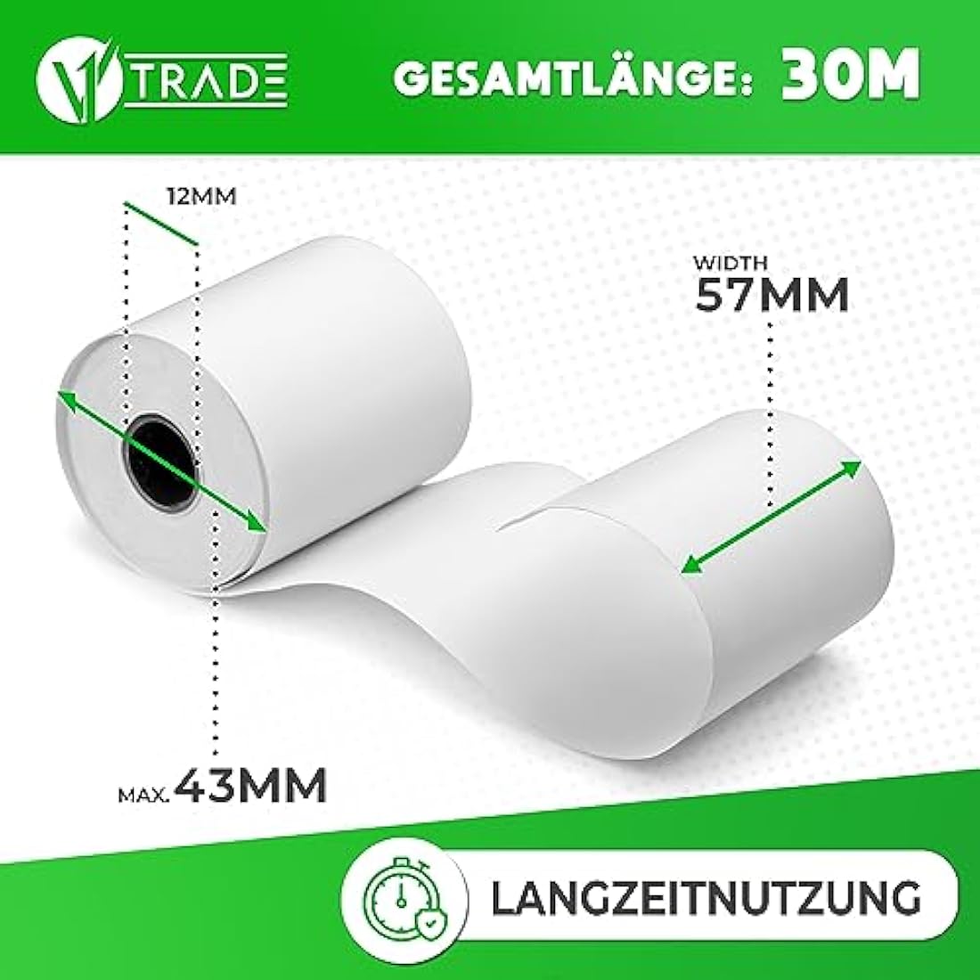 Jolof Store Thermal Till Rolls 57mm x 30m x 12mm - Pack of 50