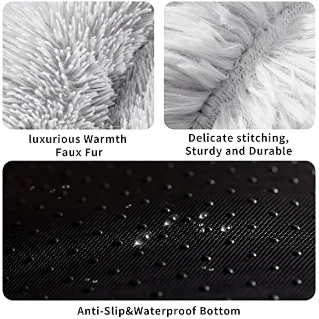 YOJOGEE Calming Donut Cat Bed – Washable Faux Fur Pet Bed, Grey 40cm