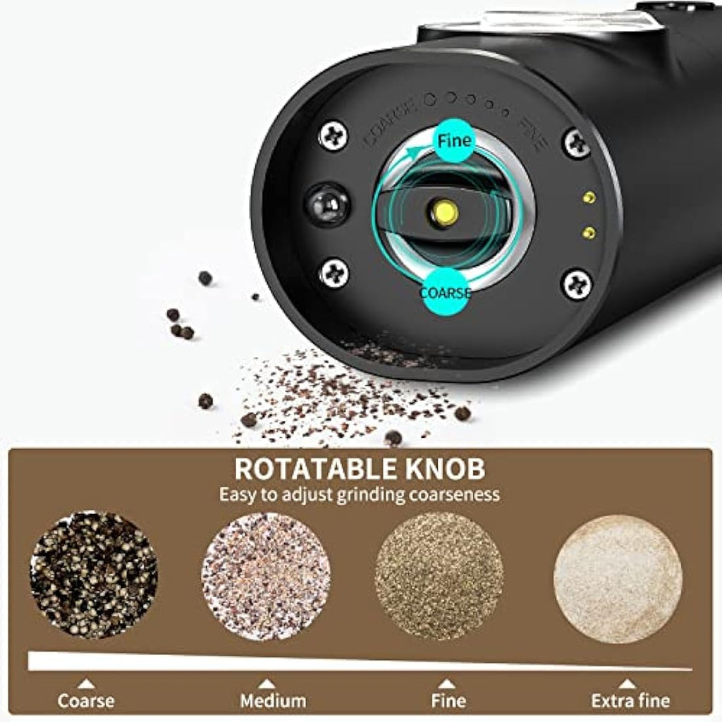 CIRCLE JOY Electric Pepper Grinder Set – USB Rechargeable Stainless Steel