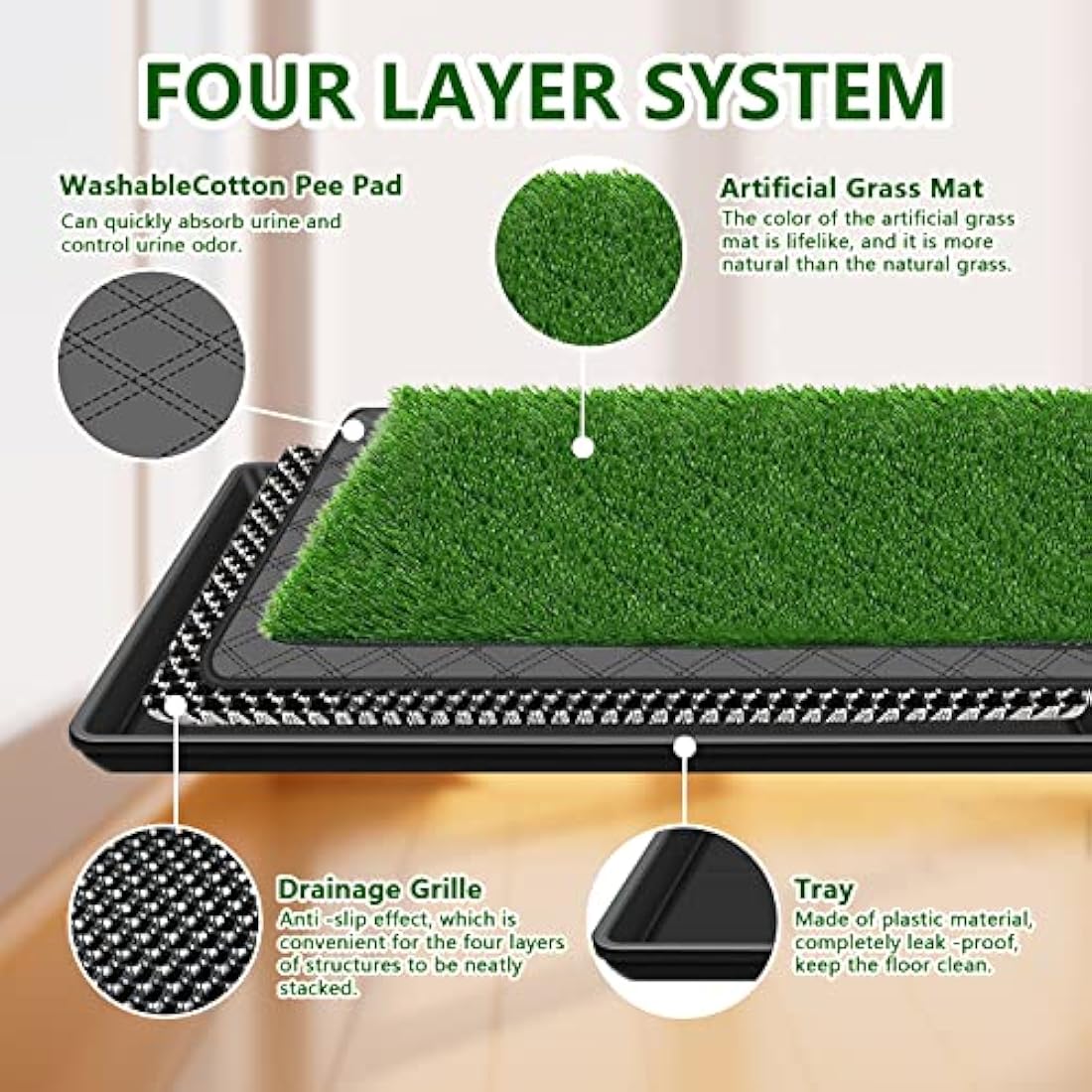 Embellbatt Dog Grass Pad with Tray | 60x90cm Indoor Puppy Potty Trainer