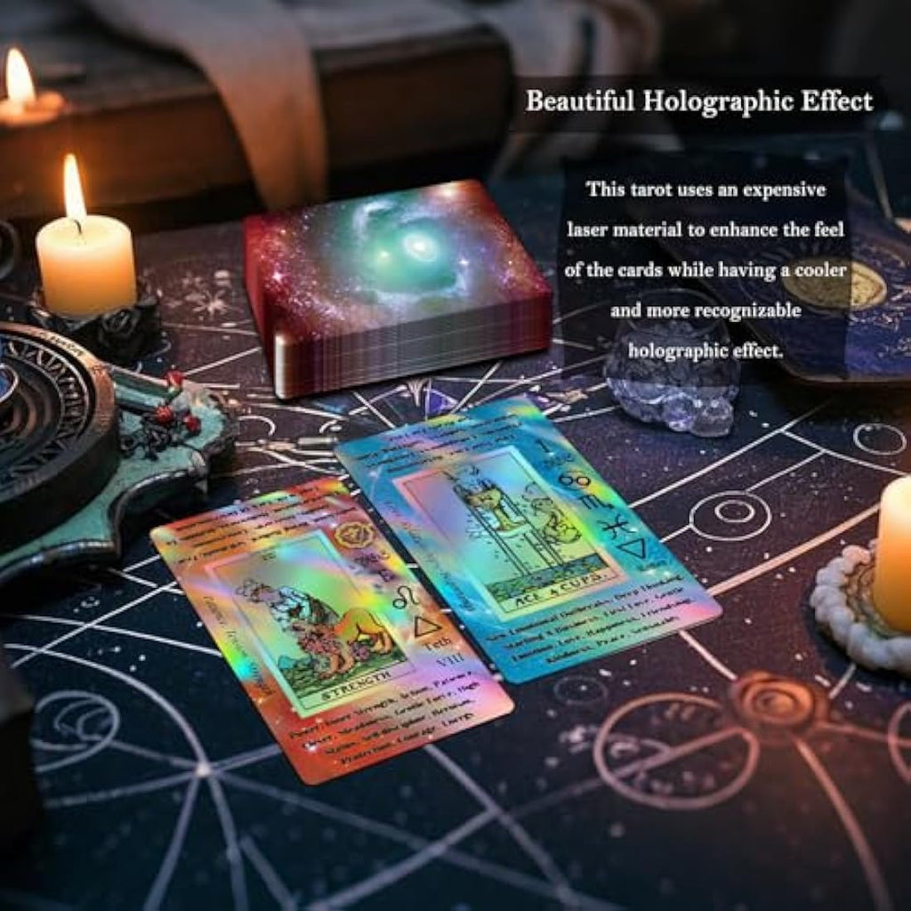 Holographic Tarot Cards for Beginners with Guide Book