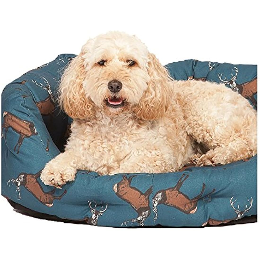 Danish Design Woodland Stag Dog Slumber Bed | Teal Cotton 35"