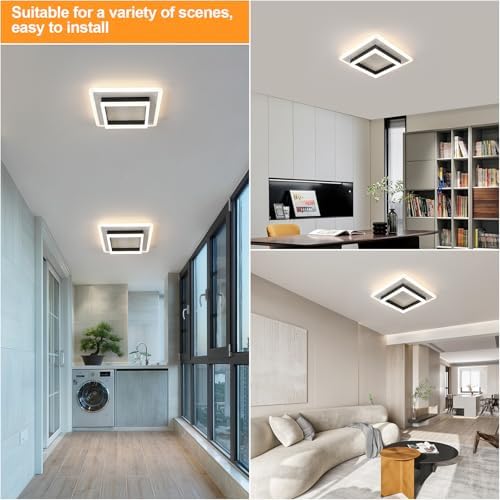 Comely Modern Square LED Ceiling Light – 30W 4500K Black & White