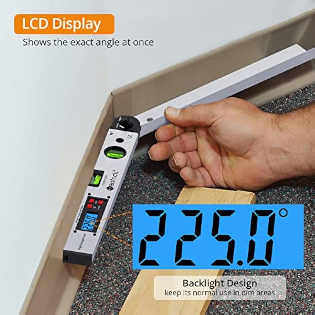Neoteck 16" Digital Angle Finder Protractor – Aluminum 225° Level