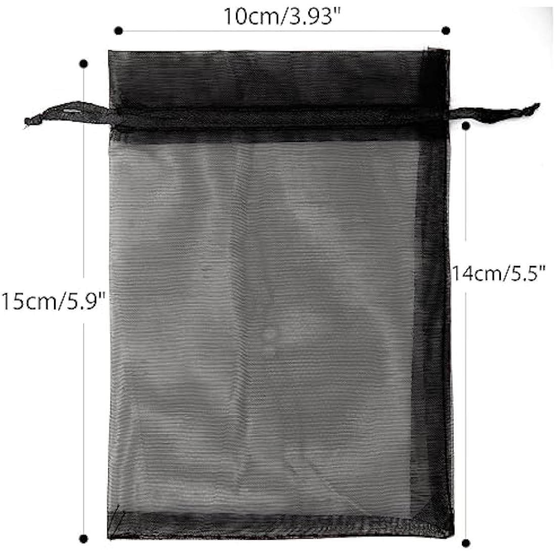 Black Organza Gift Bags | 10x15cm Jewelry Pouches | 100 PCS
