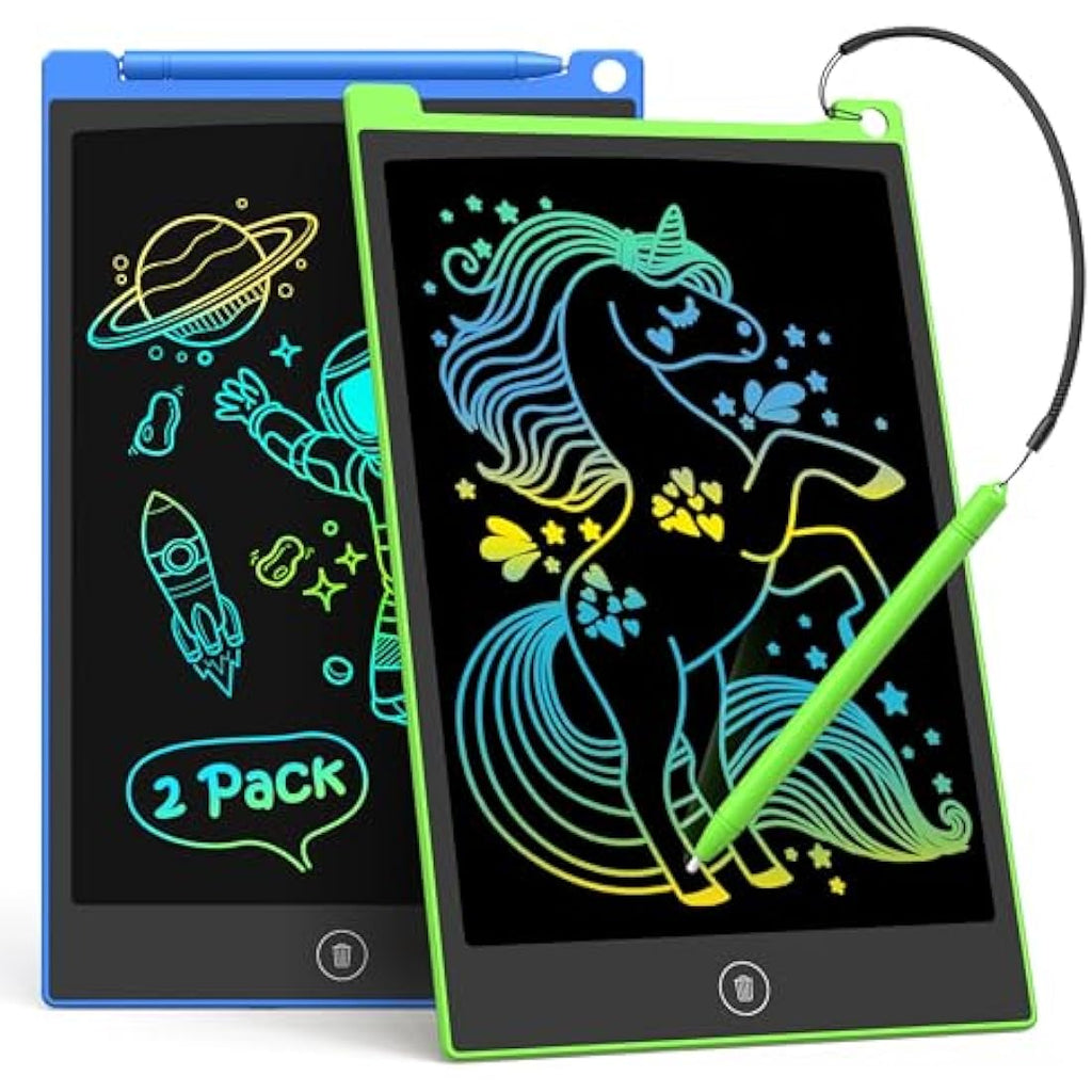 TECJOE 2-Pack LCD Writing Tablet | 8.5 Inch Colorful Doodle Board for Kids