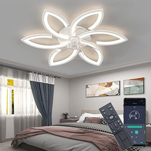 Silent Flower Ceiling Fan with Light - Dimmable LED & Remote