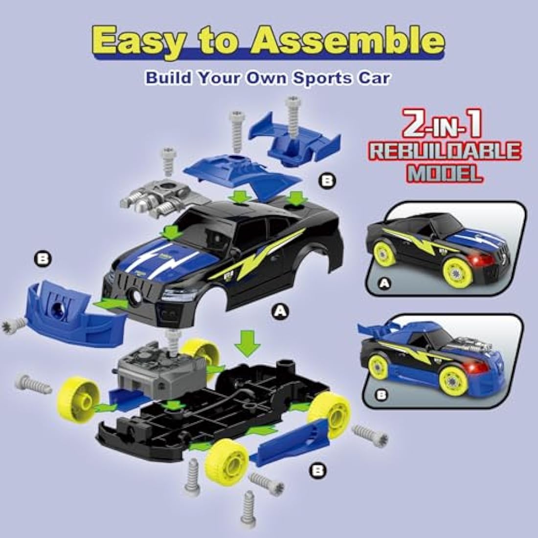 Pup Go Take Apart Toy Racing Car – 2-in-1 STEM Building Kit with Drill