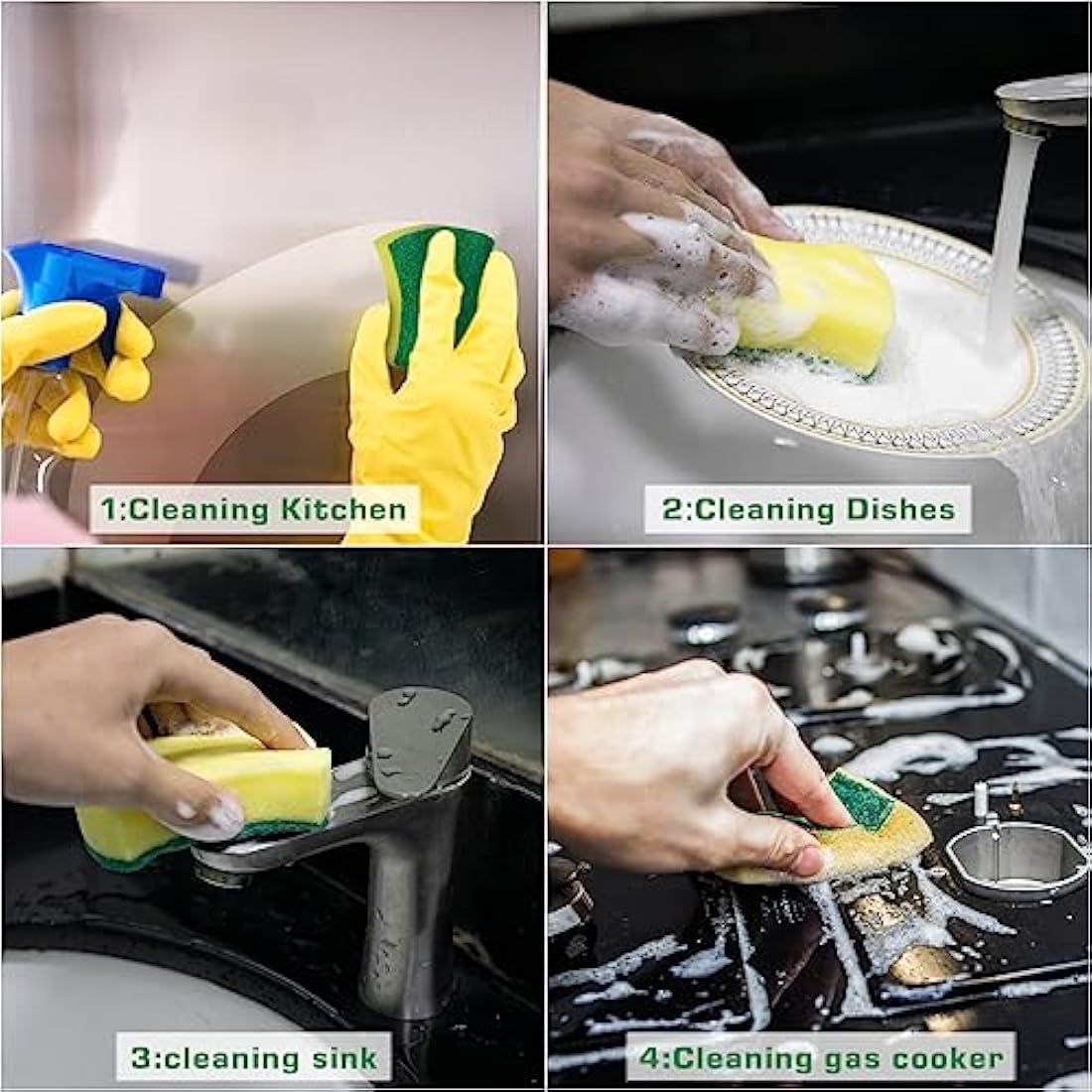 Jolof Store Kitchen Scrub Sponges – 300 Pack Eco Non-Scratch Dish Pads