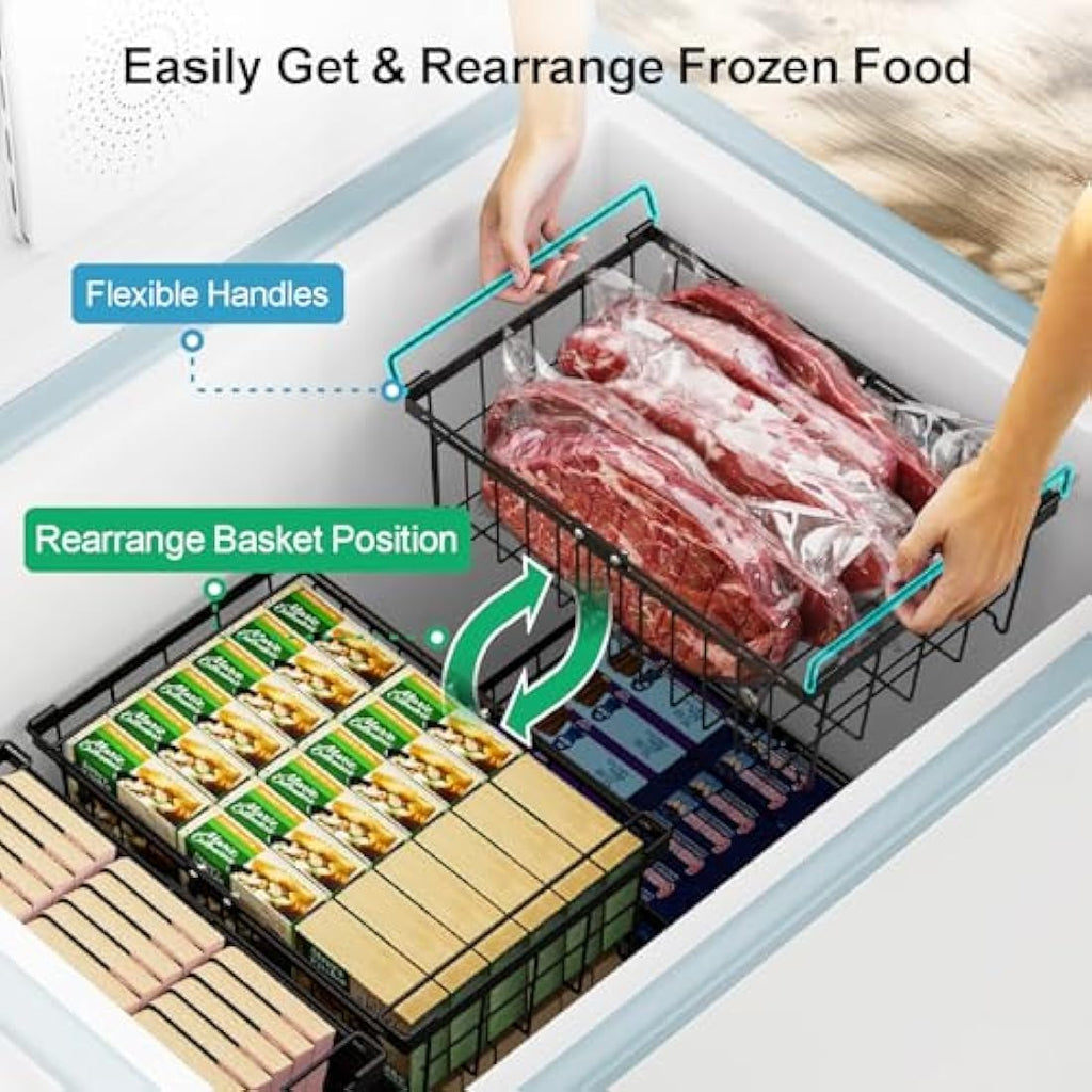 iSPECLE Chest Freezer Baskets | 4 Pack Expandable Wire Organizers