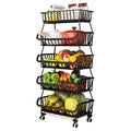 BRIAN & DANY 5-Tier Stackable Vegetable Storage Rack | Rolling Kitchen Cart