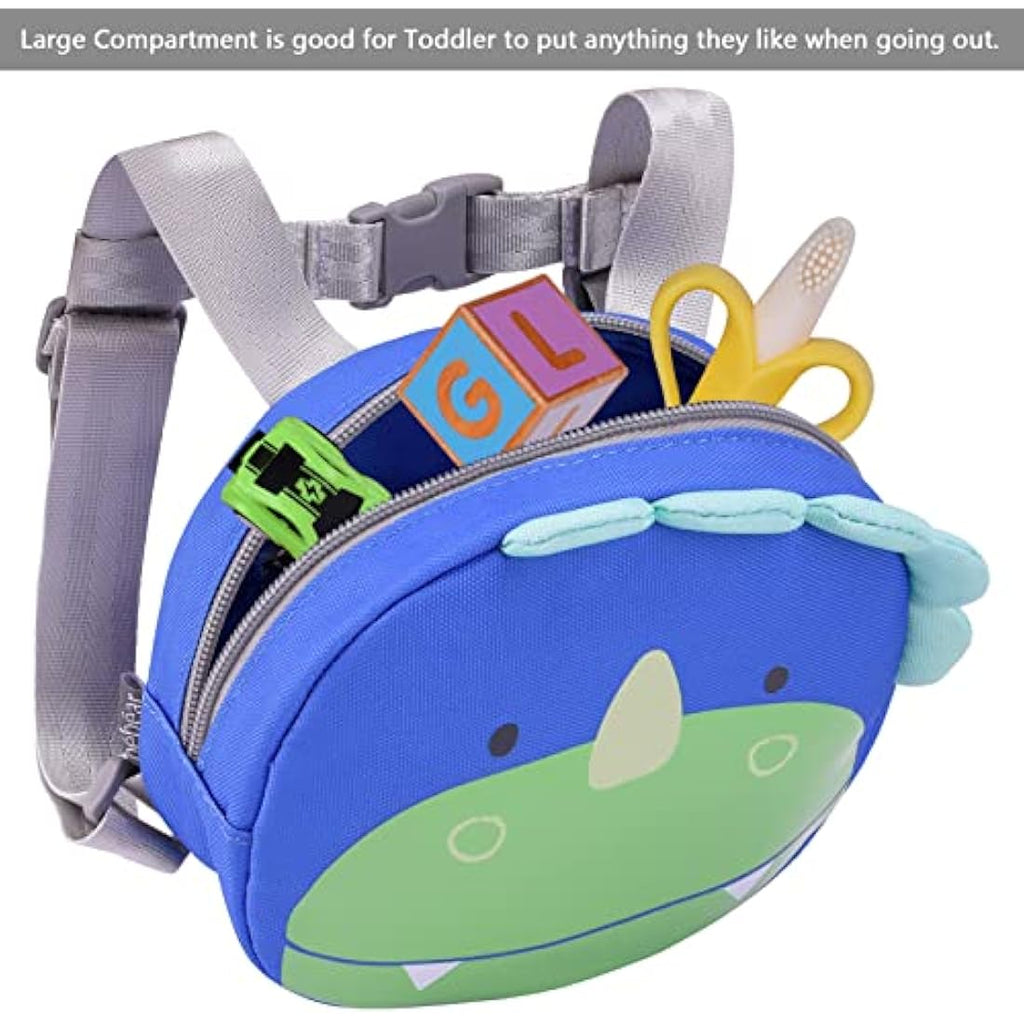 Bebamour Toddler Backpack with Safety Leash – Blue Dino Harness Bag