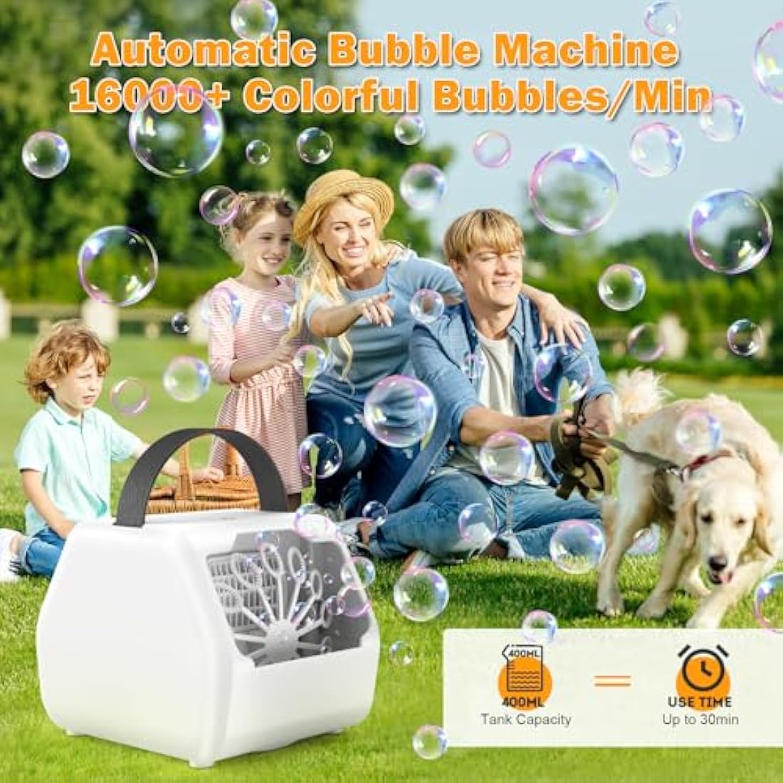 Portable Bubble Machine | 16000+ BPM Electric Blower for Kids