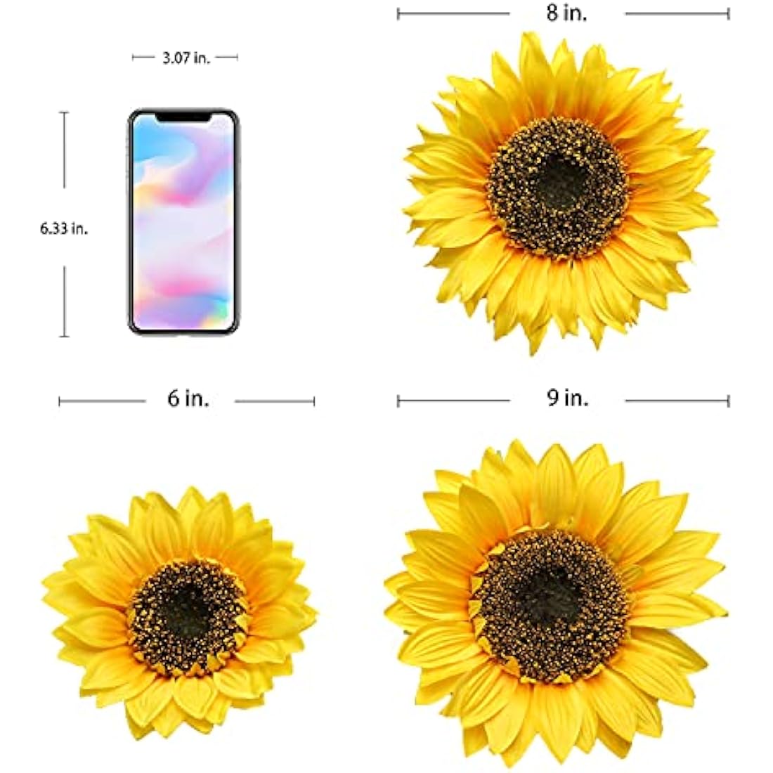 Briful 33" Tall Artificial Sunflowers – 9" Large Silk Flower Heads, 3 Pack