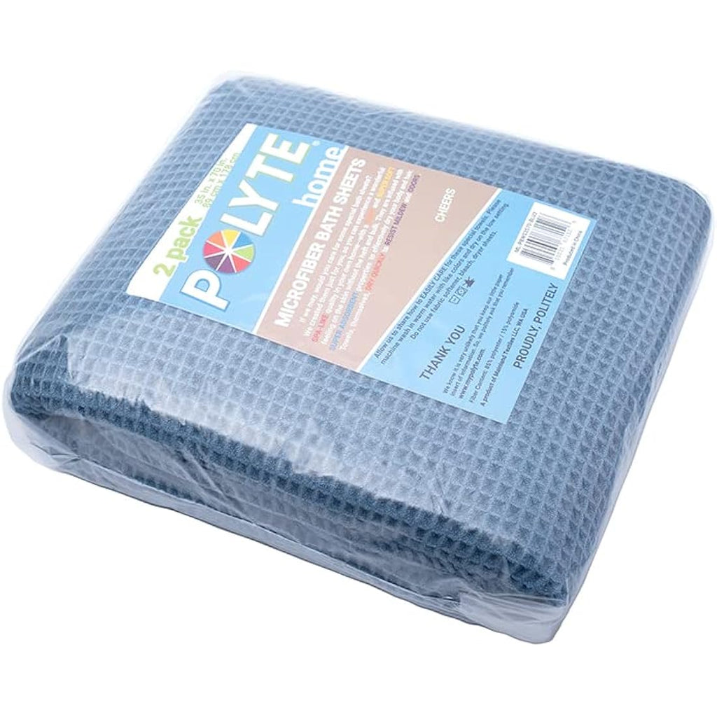 Polyte Microfibre Bath Sheet Set – Quick Dry Waffle Weave, 2 Pack