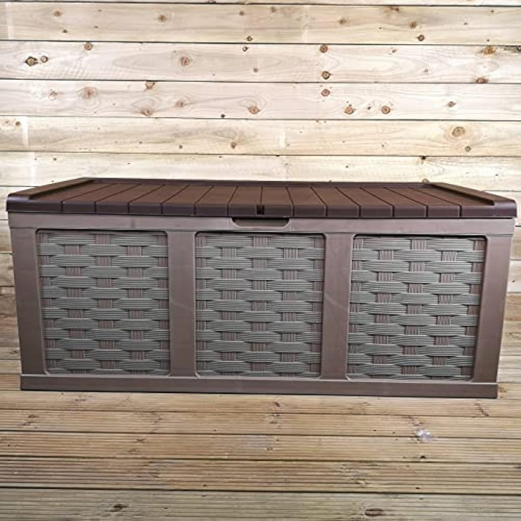 Starplast Rattan Style Garden Storage Box - 634L Lockable Outdoor Chest