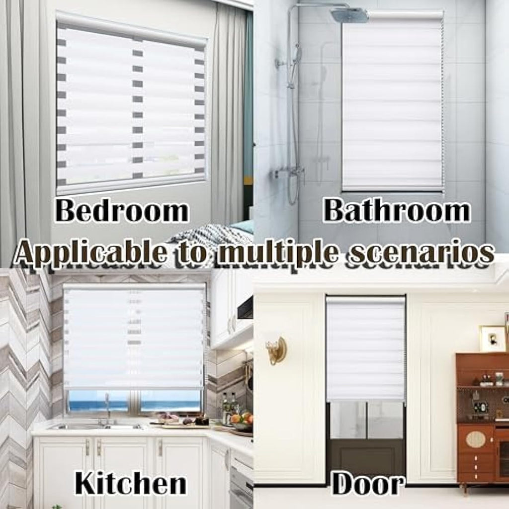 Taiyuhomes Zebra Roller Blind – White Day and Night Blackout Curtains