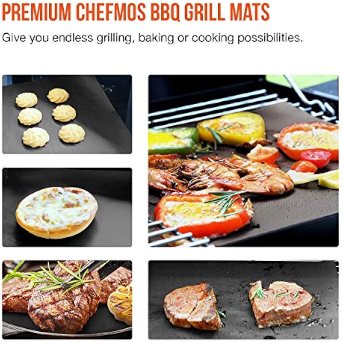 Ankier BBQ Grill Mat Set of 8 – Non-Stick Reusable Heat Resistant Mats