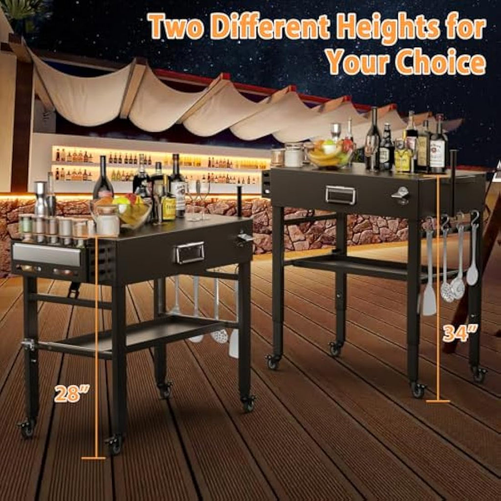 Jolof Store Portable Grill Cart – Folding Stand for Ninja Woodfire & Blackstone